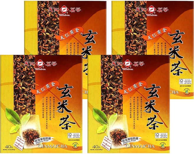 天仁茗茶 黃金玄米茶, 3g, 40包, 4盒