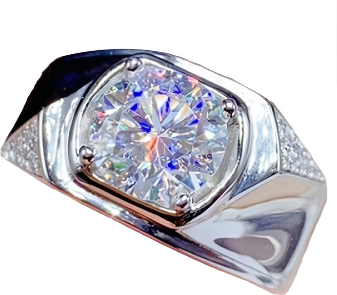 CF Diamond 男戒 莫桑鑽 D0110 相擁 S925純銀 八心八箭邱比特比利時切工