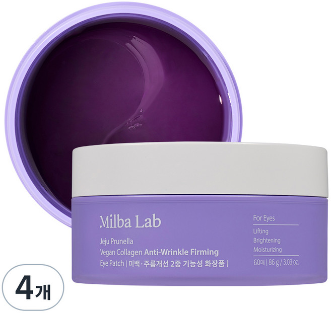 밀바랩 제주 프루넬라 비건 콜라겐 주름 탄력 아이패치 86g, 4개, 60개입