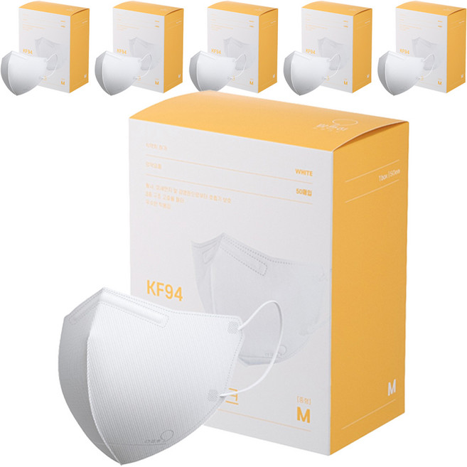 맘편히마스크 새부리형 중형 KF94 5매입 포장, 50개입, 6개, 화이트