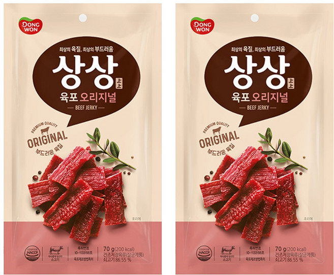 상상육포 오리지널, 70g, 2개