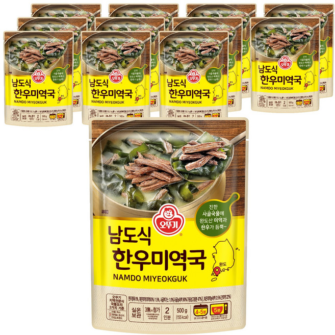 오뚜기 남도식 한우미역국, 12개, 500g