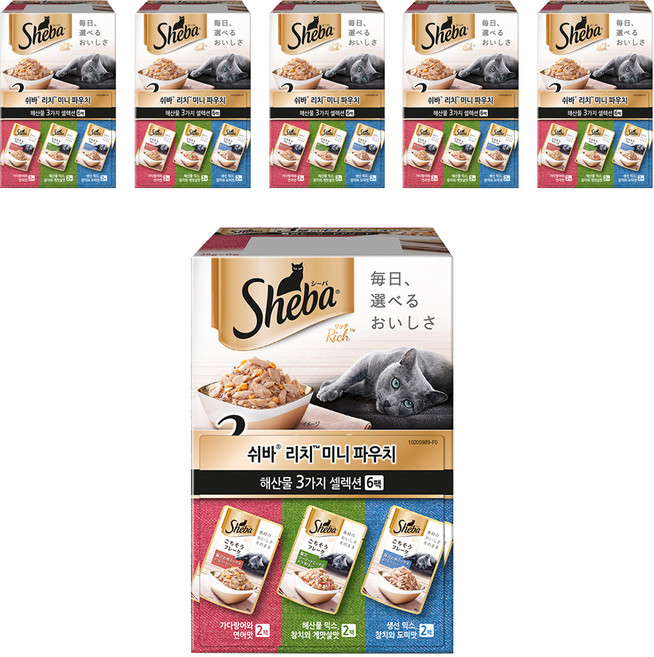 쉬바 1세 이상 고양이 리치 미니 주식파우치 3가지 세트, 해산물, 35g, 36개