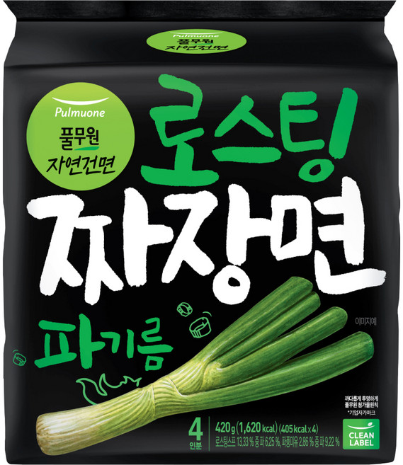 풀무원 로스팅 짜장 파기름 라면 105g, 4개