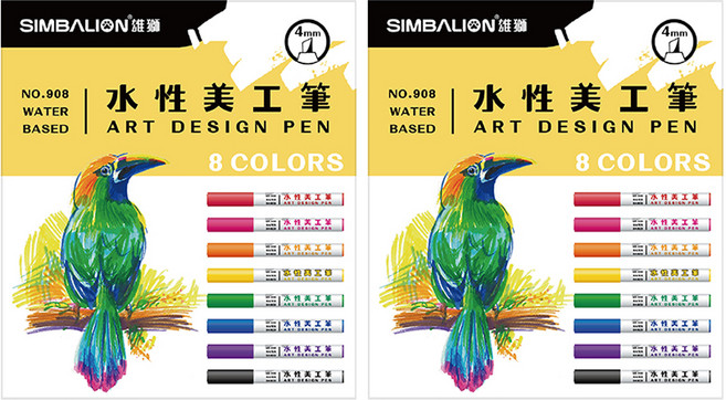 SIMBALION 雄獅 NO.908水性美工筆8色組, 多色, 2組