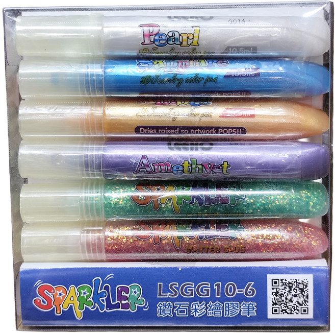 LEEHO 鑽石金蔥彩繪膠筆 LSGG10-6, 金蔥色, 1組