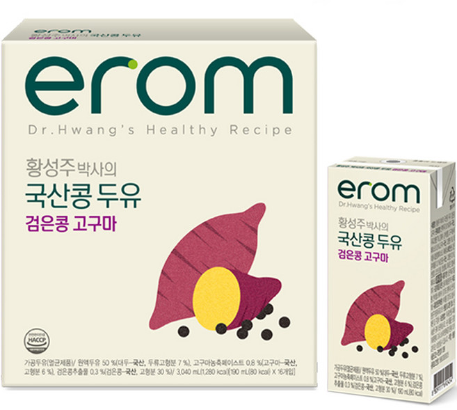 이롬 황성주 박사의 국산콩 두유 검은콩 고구마, 16개, 190ml