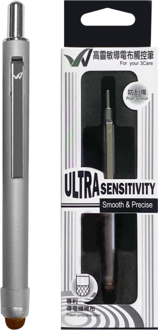 Ultra sensitivity 按壓式防刮觸控筆 115mm 13.5g, 鐵灰色, 1個
