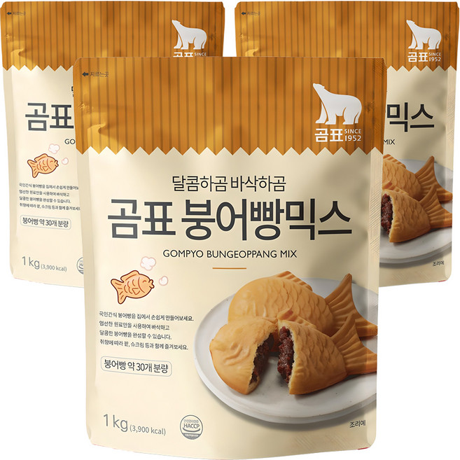 곰표 붕어빵 믹스, 1kg, 3개