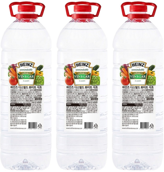 하인즈 디스틸드 화이트 식초, 3.785L, 3개
