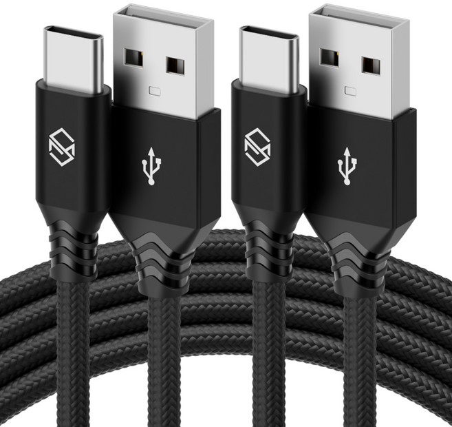 신지모루 USB-C 타입 더치 패브릭 케이블, 1m, 블랙, 2개