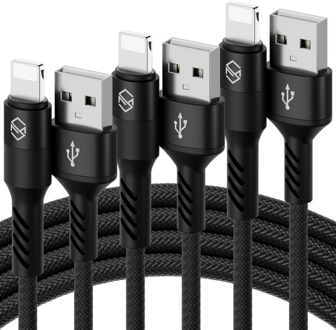 Sinjimoru Rope iPhone 快充線, 3m, 黑色