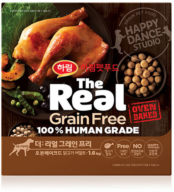 하림펫푸드 어덜트 더리얼 그레인프리 오븐베이크드 강아지사료, 닭, 1.6kg, 1개