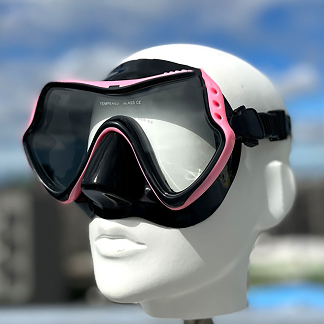 ButterFly Fish 蝴蝶魚 潛水面鏡 MK2204 附收納盒 矽膠眼罩群邊 柔軟無異味, 黑粉色