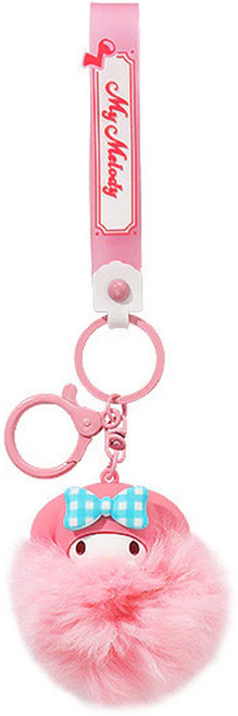 Sanrio 三麗鷗 絨毛球可愛造型鑰匙圈掛飾 平輸品 KP00104, 美樂蒂 粉色, 1個