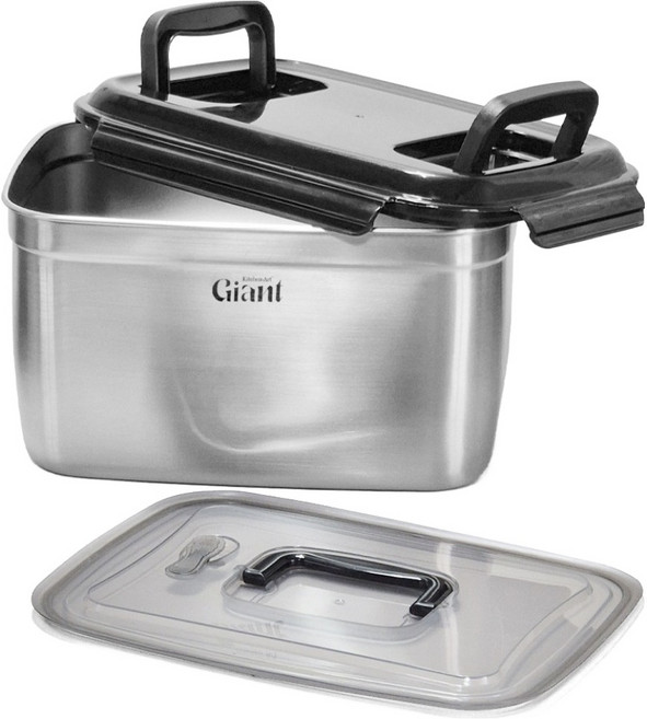 키친아트 자이언트 스테인레스 304 김치통 + 전용 누름판, 12L, 1세트