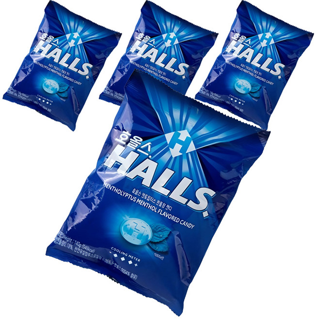 HALLS 薄荷涼糖, 4袋, 140g
