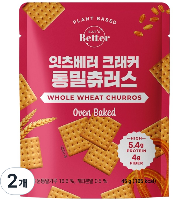 잇츠베러 크래커 통밀츄러스, 45g, 2개