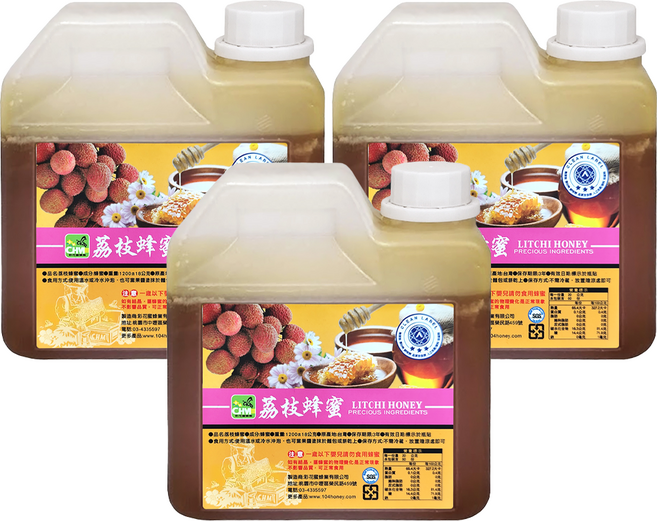彩花蜜 台灣荔枝蜂蜜, 1.2kg, 3桶