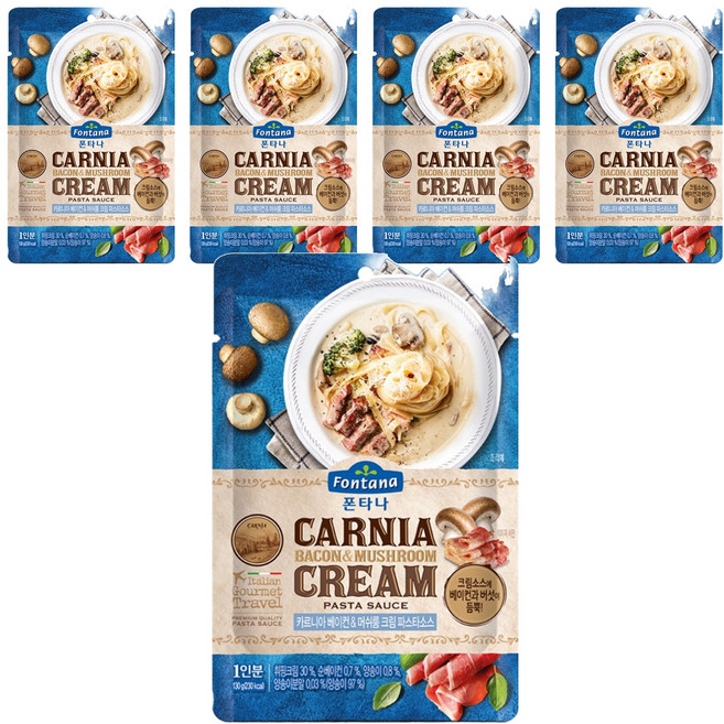 歐洲 Fontana 卡尼亞培根蘑菇奶油義大利麵醬, 130g, 5個