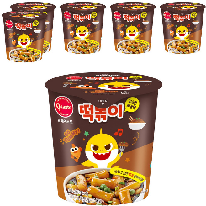 오테이스트 핑크퐁 아기상어 떡볶이 고소한 짜장맛, 116g, 6개