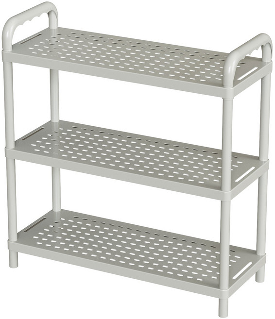 하비티 다용도 수납 선반 신발장 3단, 그레이, 1개