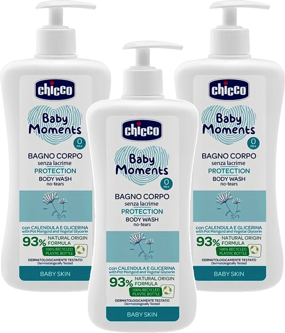chicco 寶貝嬰兒植萃泡泡浴露 溫和不流淚配方, 500ml, 3瓶