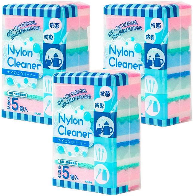 ezHome 3層波浪海綿清潔菜瓜布 顏色隨機, 5個, 3袋
