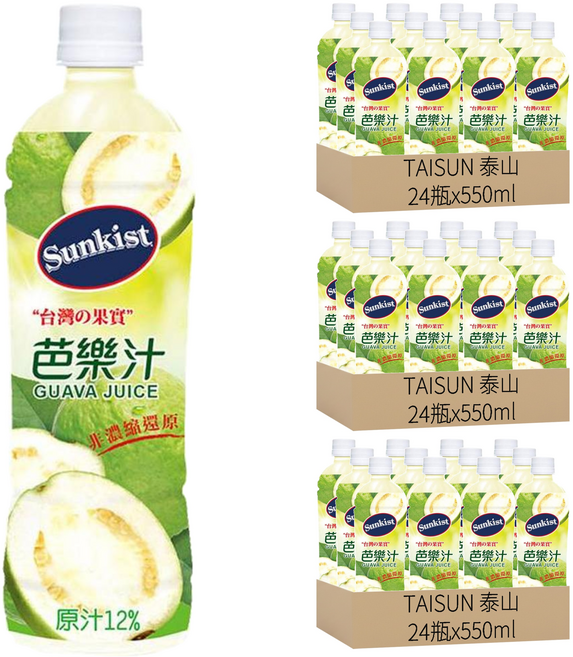 TAISUN 泰山 Sunkist 芭樂汁, 550ml, 72瓶