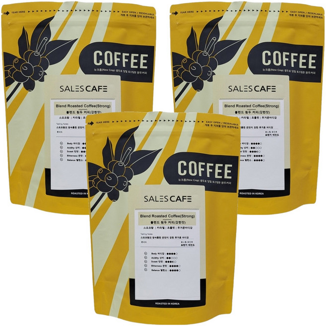 세일즈카페 블렌드 커피 강한맛 분쇄 원두, 에스프레소(고움), 500g, 3개