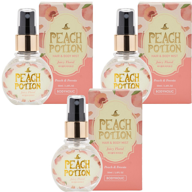 바디홀릭 피치포션 바디미스트 피치 앤 프리지아향, 50ml, 3개