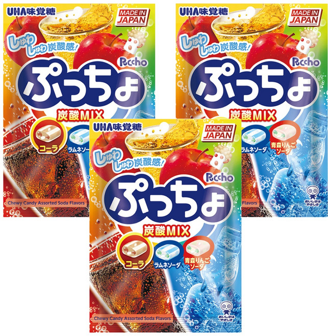UHA 味覺糖 普超軟糖 綜合汽水味, 90g, 3袋