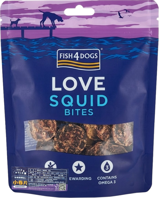 FISH4DOGS 珍愛營養點心 小卷片, 新鮮魷魚, 80g, 1包