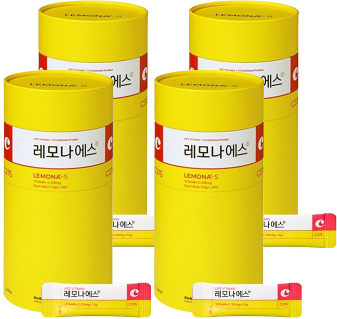 Lemona 萊蒙娜 維他命C粉隨身包, 200錠, 300g, 4個