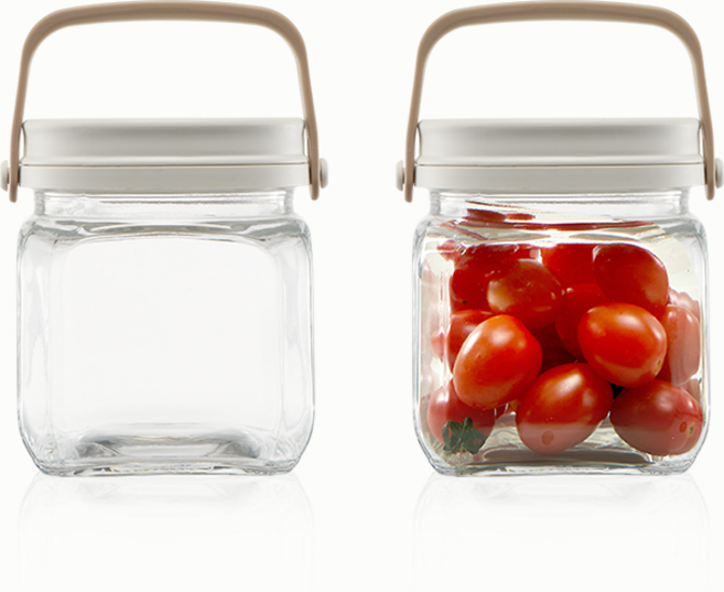 르베르폴리세 브라운 핸들 캐니스터 유리병, 800ml, 2개