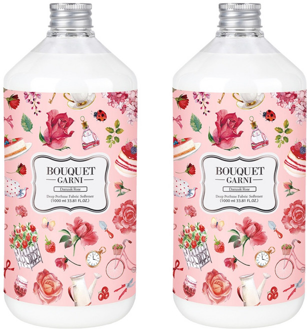 부케가르니 딥퍼퓸 섬유유연제 다마스크로즈, 1L, 2개