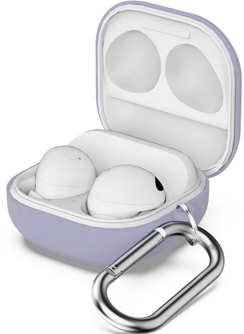 구스페리 실리콘 케이스 + 분실방지 키링 세트, 갤럭시버즈FE / 버즈2프로 / 버즈2 / 버즈프로 / 버즈라이브, 라일락퍼플, 1개