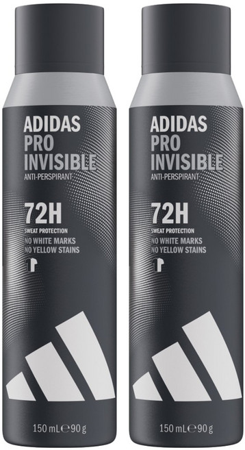 adidas 愛迪達 男用制汗爽身噴霧 無痕乾爽, 2瓶, 150ml