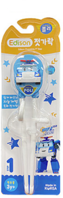 에디슨 로보카 아동교정젓가락 1단계 왼손용, 폴리, 1개