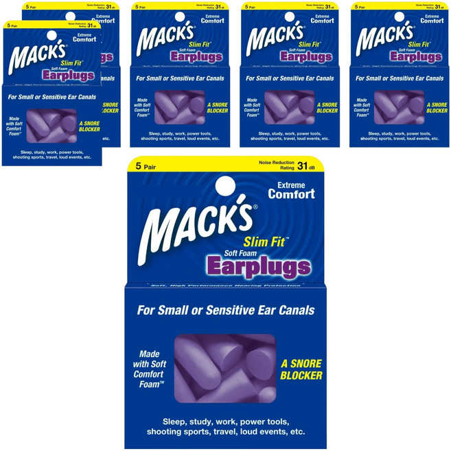 Macks 소프트폼 이어플러그 슬림핏, 6개, 5쌍