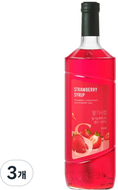 네이쳐티 딸기시럽, 3개, 1L