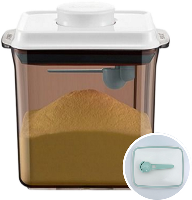 밀키보틀 1단 파우더 밀폐 용기, 브라운 투명 + 화이트, 1개