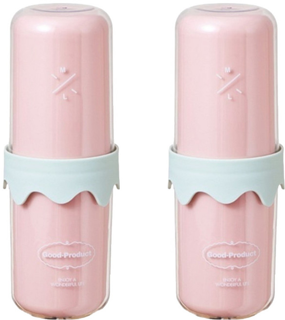 더자카 파스텔 휴대용 칫솔 케이스, 핑크, 2개