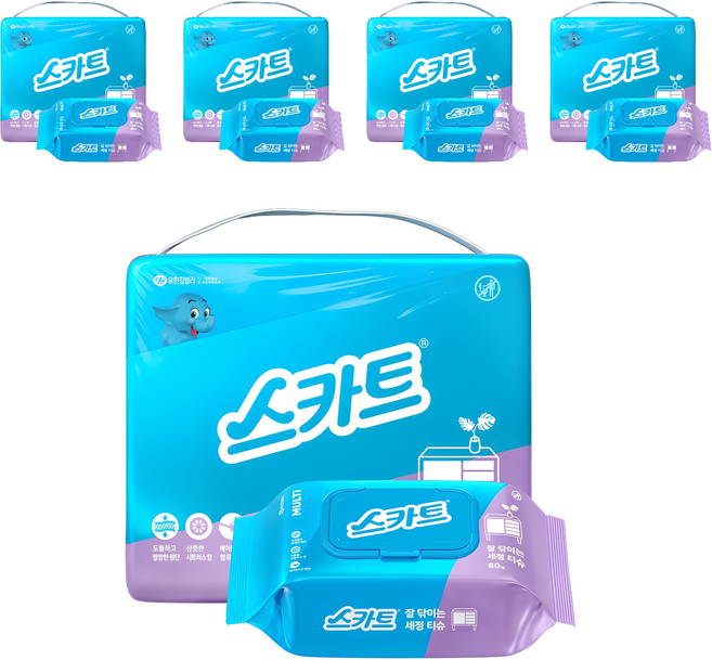 스카트 잘 닦이는 세정티슈, 20개