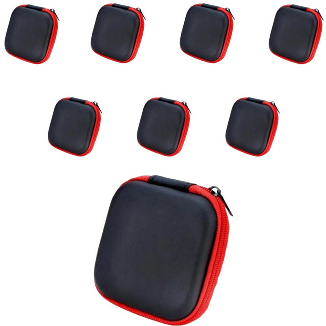 트리아노 라운드 이어폰 파우치, 레드, 8개