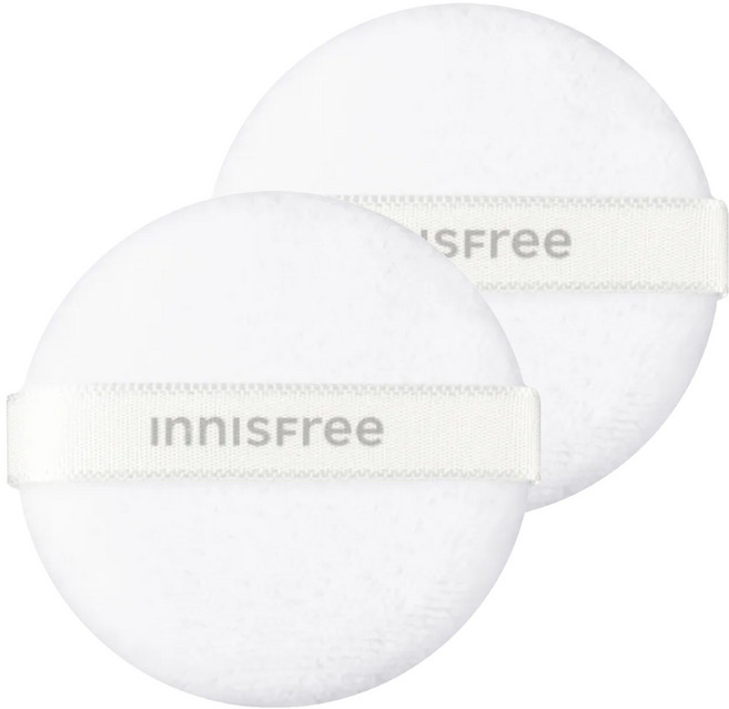 INNISFREE 台灣公司貨 妝自然美妝工具 蜜粉粉撲, 2個, 白色 無味