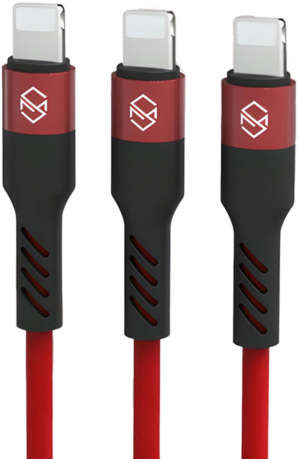 SINJIMORU Rope iPhone 高速充電線 USB-lightning, 紅色, 3個, 200cm