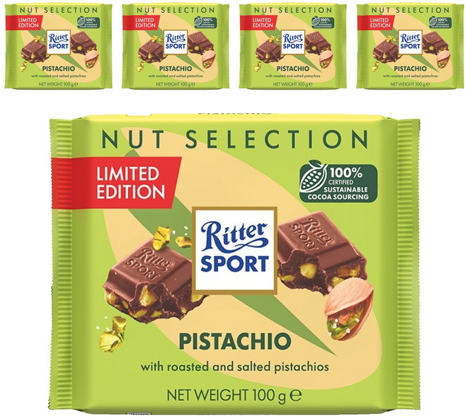 Ritter Sport 開心果巧克力, 100g, 5個