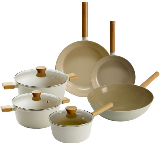 아이젠베르그 인덕션 KU 세라믹 코팅 냄비 팬 6종 세트, 화이트, 6개, 편수 18cm + 양수 20cm + 24cm + 후라이팬 24cm + 28cm + 웍팬 28cm