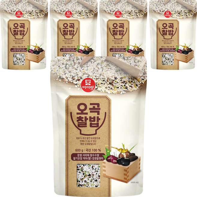 미이랑 국산 오곡찰밥, 600g, 5개